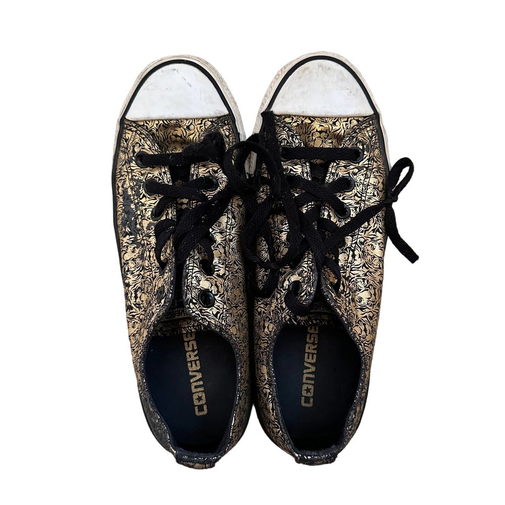 🍒 Converse All Star Gold and Black Low Top Sneaker Shoes Men's 7 Women's 9